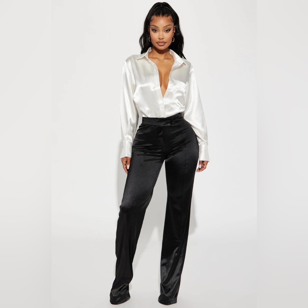 Black Wide Leg Satin Pants